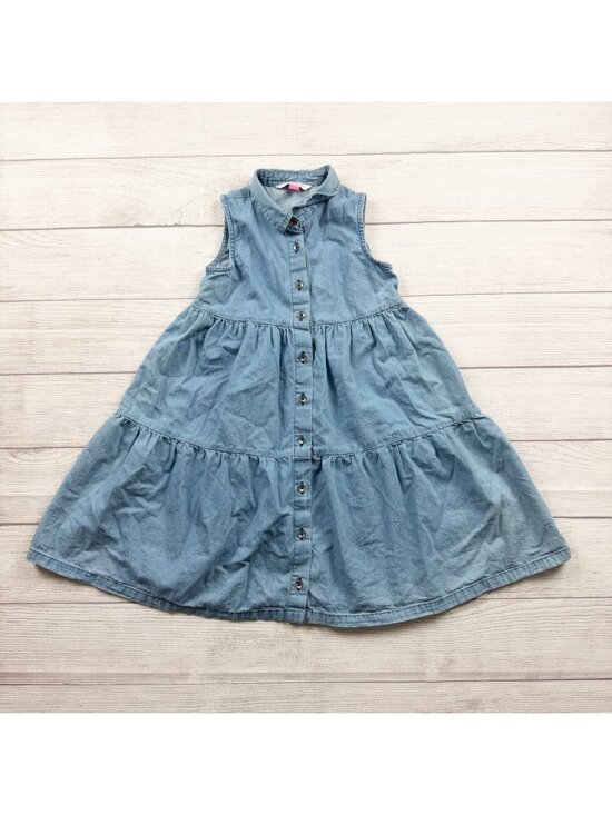 Rufflebutts Other - RuffleButts Girls Sleeveless Denim Button Front Tiered Collared Dress 7